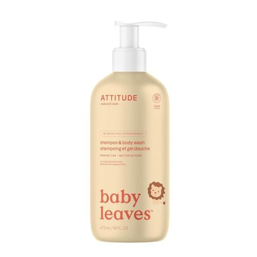 ATTITUDE Baby Shampoo, Body Wash & Soap 2-in-1, Pear Nectar, 16 Fl Oz