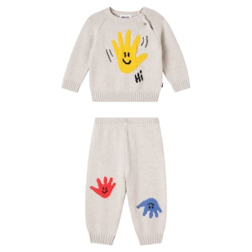 Baby cotton and wool sweater and pants set