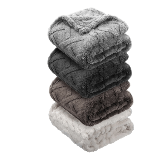 VitalCozy 4 Pcs Fleece Baby Blankets 3D Plush Soft Newborn,Neutral