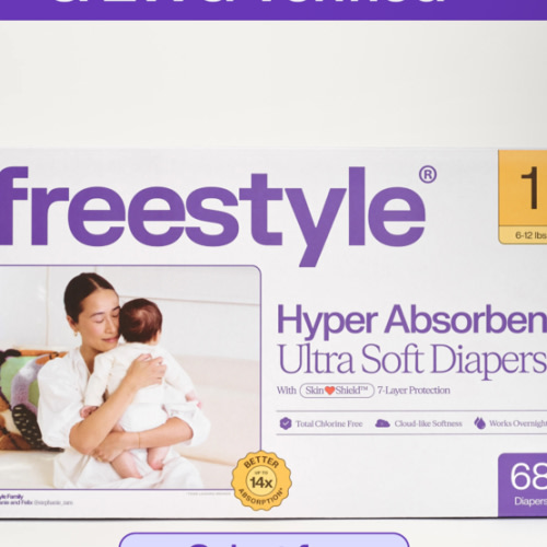 Freestyle Hyper Absorbent Ultra Soft Baby Diapers, Size 1, 68 Count (Select for More)