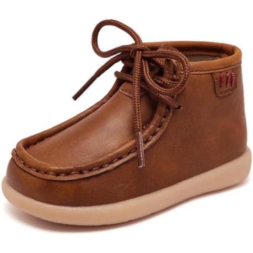 MORENDL Baby Boy & Girl Boots Infant First Walking Shoes Toddler Non-Slip Lace-Up Dress Shoes