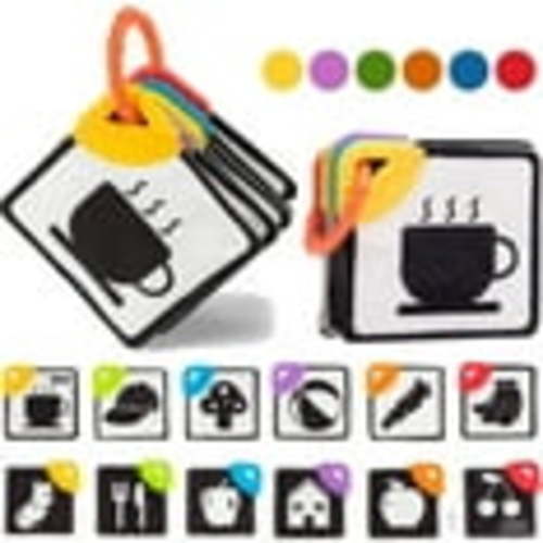 Chok Baby Books Toys, High Contrast Black and White Books Non Toxic Fabric Touch and Feel Crinkle Cloth Books Early Educational Stimulation Toys for Infants Toddlers, Baby Gift Soft Toys Mirror