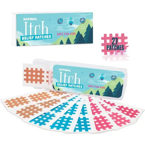 Bite Itch Relief Patches 27 pcs for Kids & Adults, Instantly Reduce Swelling Itching, Natural Anti Itch Patches Kid-Friendly for Travel, Hiking, Summer Camp Essentials