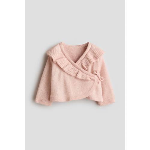 RUFFLE-TRIMMED WRAPOVER CARDIGAN