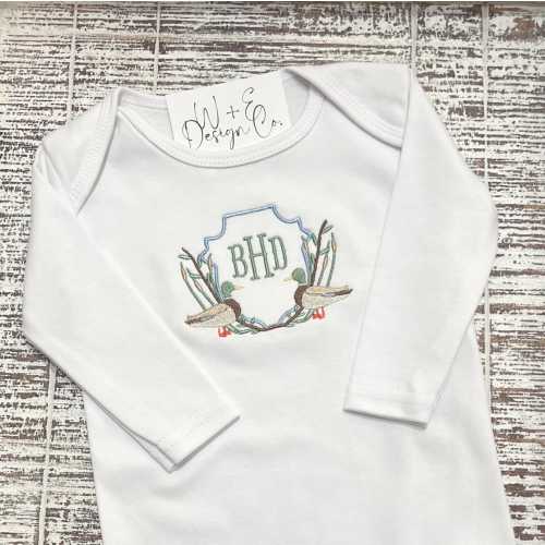 Personalized Baby Outfit, Newborn Duck Gown, Coming Home Outfit, Hospital Mallard Duck, Baby Boy, Baby Girl