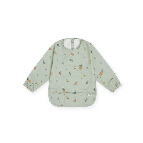 Lalo Long Sleeve Smock Bib - Sage Fruit