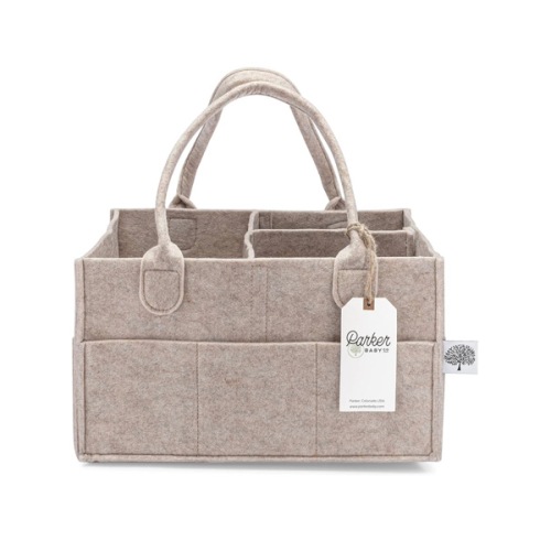 Parker Baby Diaper Caddy - Nursery Storage Bin and Car Organizer for Diapers and Baby Wipes - Oatmeal, Regular