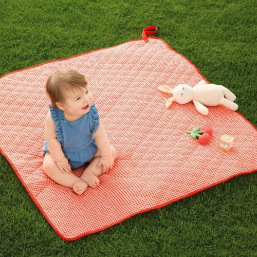 39.5"x39.5" Outdoor Blanket Red Check - Cloud Island™