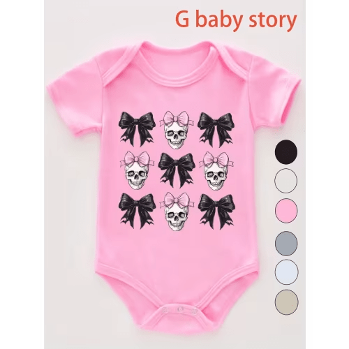 soft cotton bodysuit 0 2t gothic skull bow print bows bats - Temu