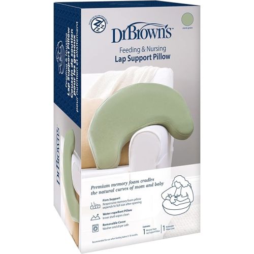 Dr. Brown's Feeding and Nursing Lap Support Pillow with Cover, Premium Memory Foam, Responsive Firm Support, Storm Green