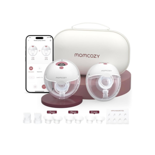Momcozy M5 Smart APP Controlled Wearable Breast Pump, Hands-Free Wireless Electric Pump, 3 Modes 9 Suction Levels, BPA-Free, Portable Lightweight, 24mm Flange, 2-Pack Cozy Red