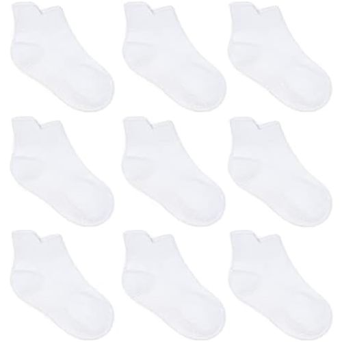 Zaples Baby Non Slip Grip Ankle Socks with Non Skid Soles for Infants Toddlers Kids Boys Girls, White, 0-6 Months