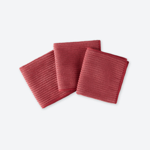 Channel Textured Kitchen Cloth Trio - pomegranate