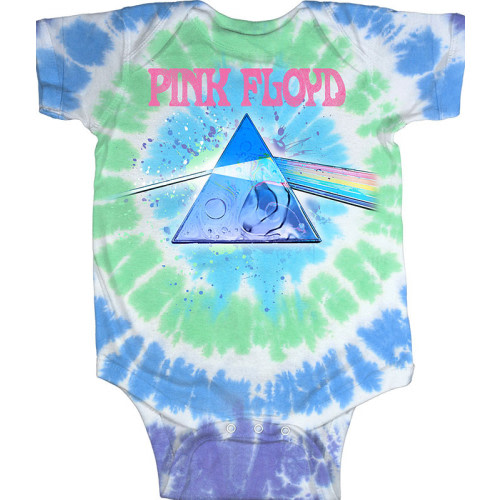Pink Floyd Dark Side Oil Paint Tie-Dye Onesie Liquid Blue