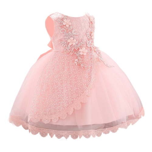 FYDUU Baby Girls Dress Bowknot Pageant Party Flower Wedding Dresses Flower Girl Dress Ruffle Lace Princess Formal Gown 0-3 Months