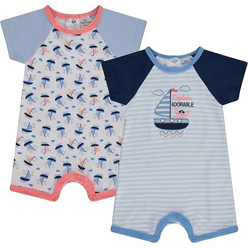 Cudlie 2-Pack Baby Boy Rompers – Soft Cotton, Everyday Comfort