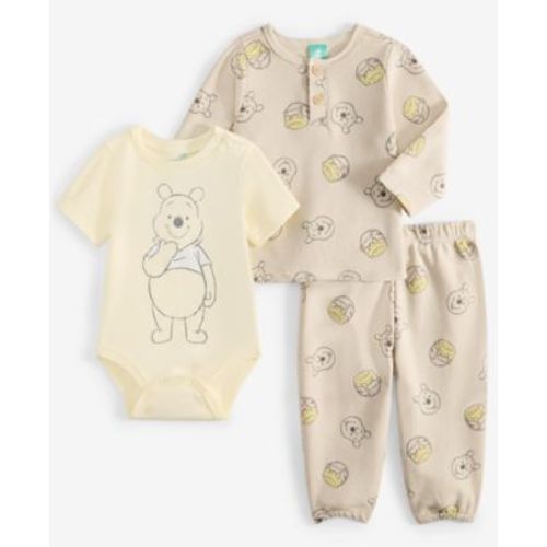 Baby Boys Winnie-the-Pooh Bodysuit, Thermal Henley Top & Thermal Pants, 3 Piece Set