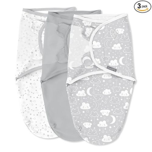 SwaddleMe by Ingenuity Original Swaddle - Size Small/Medium, 0-3 Months, 3-Pack (Starry Night)
