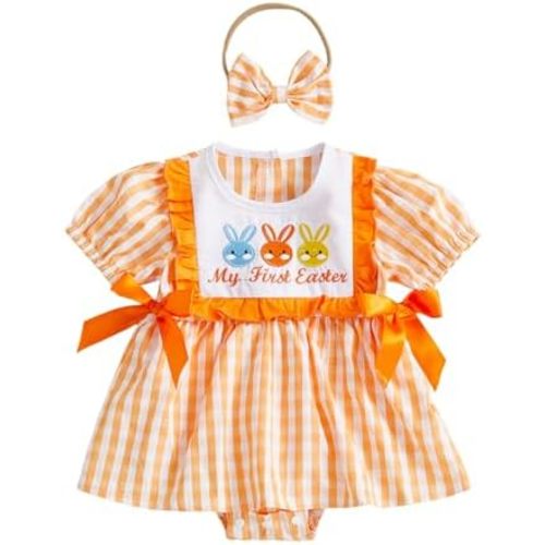 BemeyourBBs Newborn Baby Girl Easter Outfit My First Easter Romper Dress Cute Infant Girl Clothes