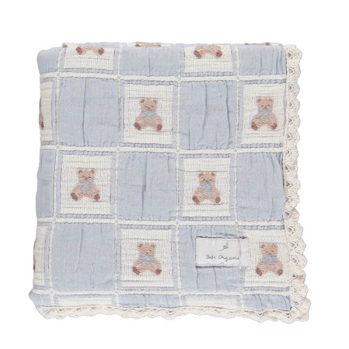 Blue Teddy Bear Patchwork Blanket