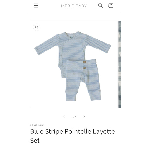 Blue Stripe Pointelle Layette Set – Mebie Baby
