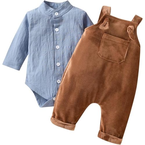 Unutiylo Baby Boys Clothes for Gentleman Outfits,Toddler Overalls Baby Suspender Pants and Bodysuit Romper