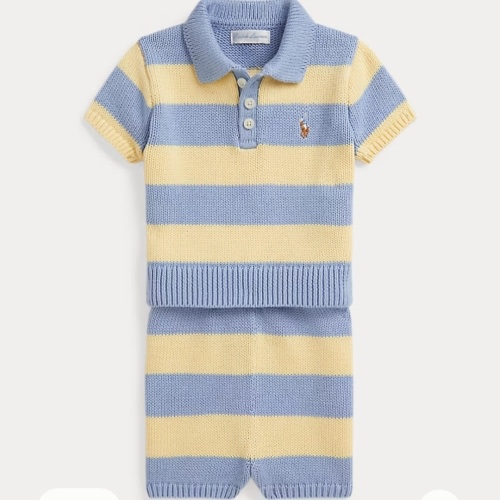 Striped Cotton Polo Sweater & Short