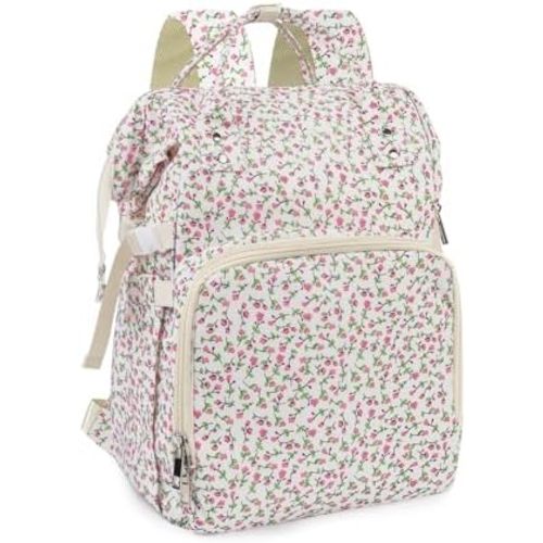 rain bunny Diaper Bag Backpack, Baby Diaper Backpack for Mom, Large Capacity Travel Nappy Bag for Boys Girls with Stroller Straps (Pink)