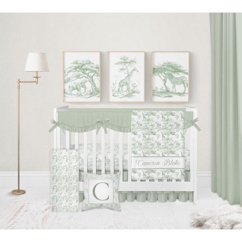 Safari Nursery Bedding Set, Baby Boy Crib Bedding, Green Crib Bedding Set Boy, Safari Toile Nursery Decor, Jungle Baby Bedding Crib Sets Boy