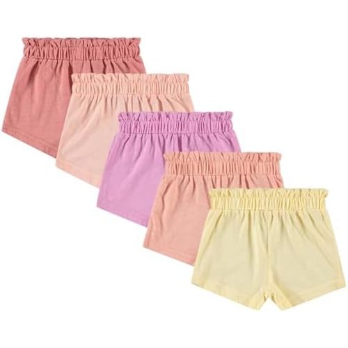 Cudlie 5-Pack Girls' Baby & Toddler Shorts – Comfortable Cotton Blend, Easy Fit, Adorable & Essential Wardrobe