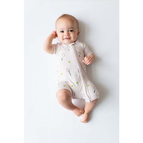 Zipper Shortall Romper in Tennis