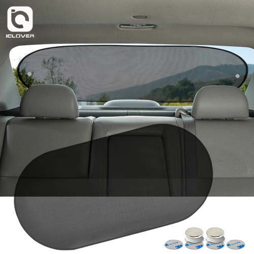 Car Sun Shade, IC ICLOVER UV Protection Folding Auto Rear Window Sunshade, 39 x 20 inch Universal Mesh Back Window Visor with Magnet Adsorption for Children Kids Baby Pet Fit SUV