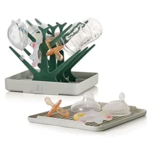 Baby Bottle Drying Rack with Tray - Green