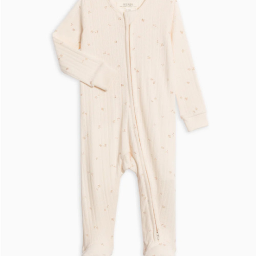 Maya Brushed Back Pointelle Footed Zipper Sleeper