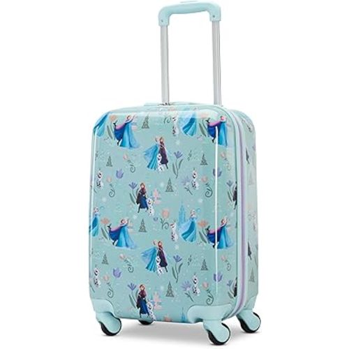 American Tourister Disney Frozen Carry-On Luggage - Airline Approved, Durable Hardshell with Favorite Frozen Characters - Roll Confidentially with Spinner Wheels & Colorful Adjustable Handle