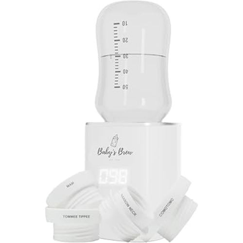 Baby’s Brew 3.0 Portable Bottle Warmer Adapter Set, Breastmilk, Formula & Water Warmer, Smart Sensor Technology, Leak-Proof, Travel-Friendly, BPA-Free, | Single Warmer with 4 Adapters