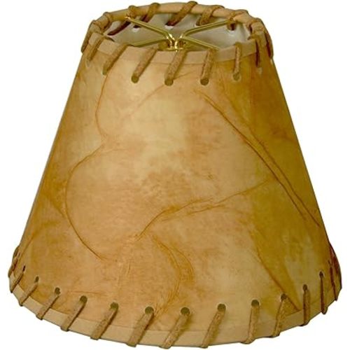 Royal Designs, Inc. CS-973-6 Faux Leather Empire Chandelier Shade with Whipstitch Trim, 3 x 6 x 5, Medium Brown