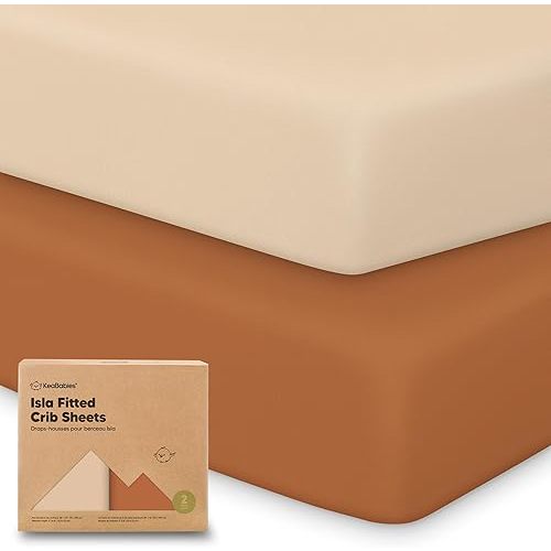 KeaBabies 2-Pack Baby Crib Sheets for Boys, Girls - 52x28 Viscose Derived from Bamboo Toddler Bed Sheets Neutral, Fitted Crib Mattress Cover for Standard Baby Bedding, Soft & Cozy (Rust)