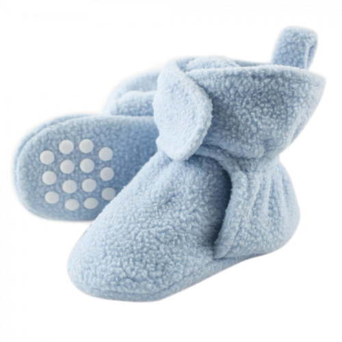 Luvable Friends Baby and Toddler Boy Cozy Fleece Booties, Light Blue, 6-12 Months