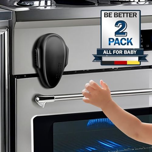 Oven Lock Child Safety (2Pack), Childproof Oven Door Lock, MCOTOP Oven Safety Lock, Heat-Resistant Material no Tools Need or Drill, Oven Door Lock Child Safety Easy to Install (Black)