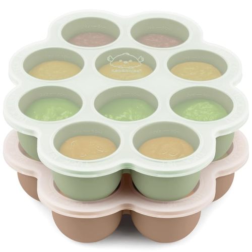 2pk Silicone Food Freezer Trays with Lid, 2oz x 10 Pods, Chai Latte/Sage
