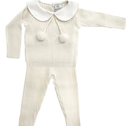 Ruby Ribbed Angora Cream Two Piece Set