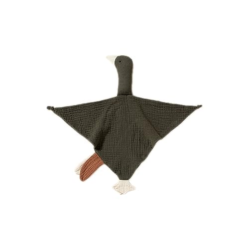 FOMAISELF Baby Loveys Security Blankets Cotton Muslin Soft Lovie Cuddly Lovies for Infants Unisex Boy Girls, Cuddle Goose Green Brown