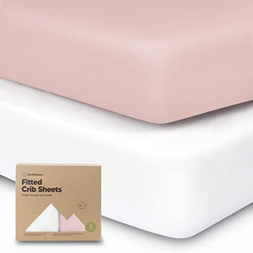 2-Pack Organic Crib Sheets for Boys, Girls - Jersey Fitted Crib Sheet, Baby Crib Sheets Neutral, Crib Mattress Sheet, Cotton Crib Sheets, Soft Baby Sheets for Crib, Unisex Crib Fitted Sheet (Rose)