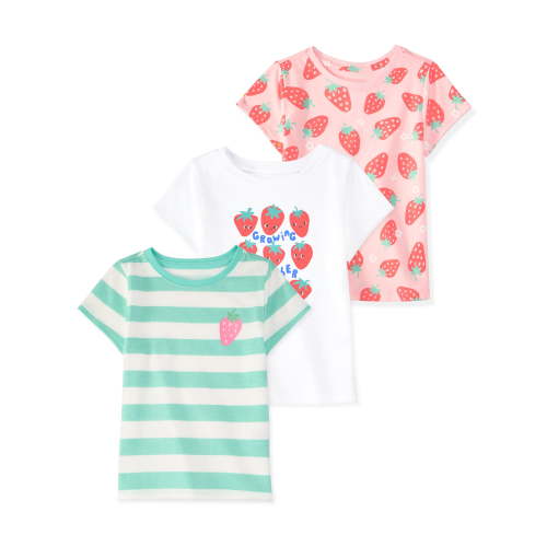 Garanimals Newborn, Baby & Toddler Girl Cotton Short-Sleeve Graphic T-Shirts, 3-Pack, Sizes 0-6T