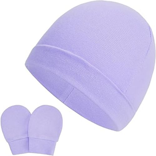 Zando Baby Hats Cotton Newborn Baby Beanie Hat and Mitten Set for Baby Boys Girls Hats 0-6 Months for Halloween and Christmas