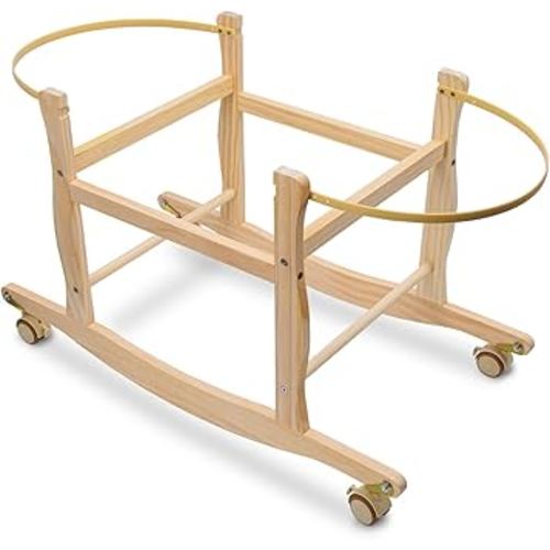 Moses Basket Stand, Bassinets Stand, Wooden Rocking Moses Baskets Stand for Baby Bassinets, Mose Basket Bassinet Stand Adjustable Bassinet Rocker with Wheels