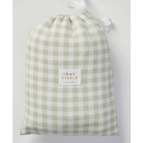 Fitted Bassinet Sheet in Gumleaf Gingham | iL Tutto