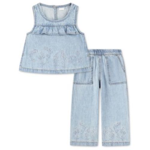 Baby Girls' Ruffle Top and Denim Pants, 2-Piece Set