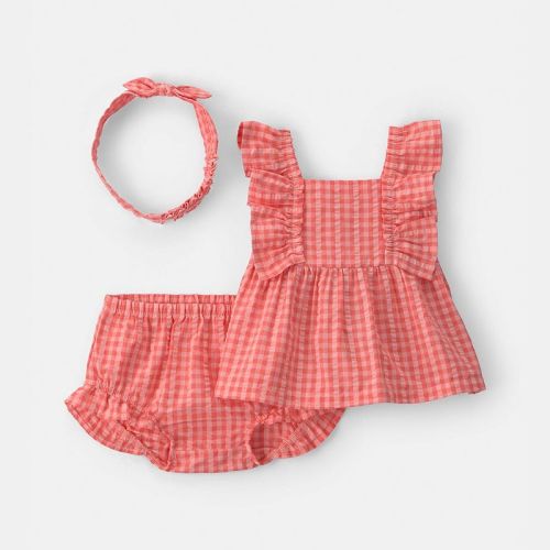 Baby Girl Carter's 3-Piece Gingham Top, Shorts & Headband Set